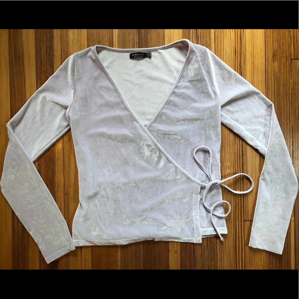 Bershka lilac velvet wrap around top